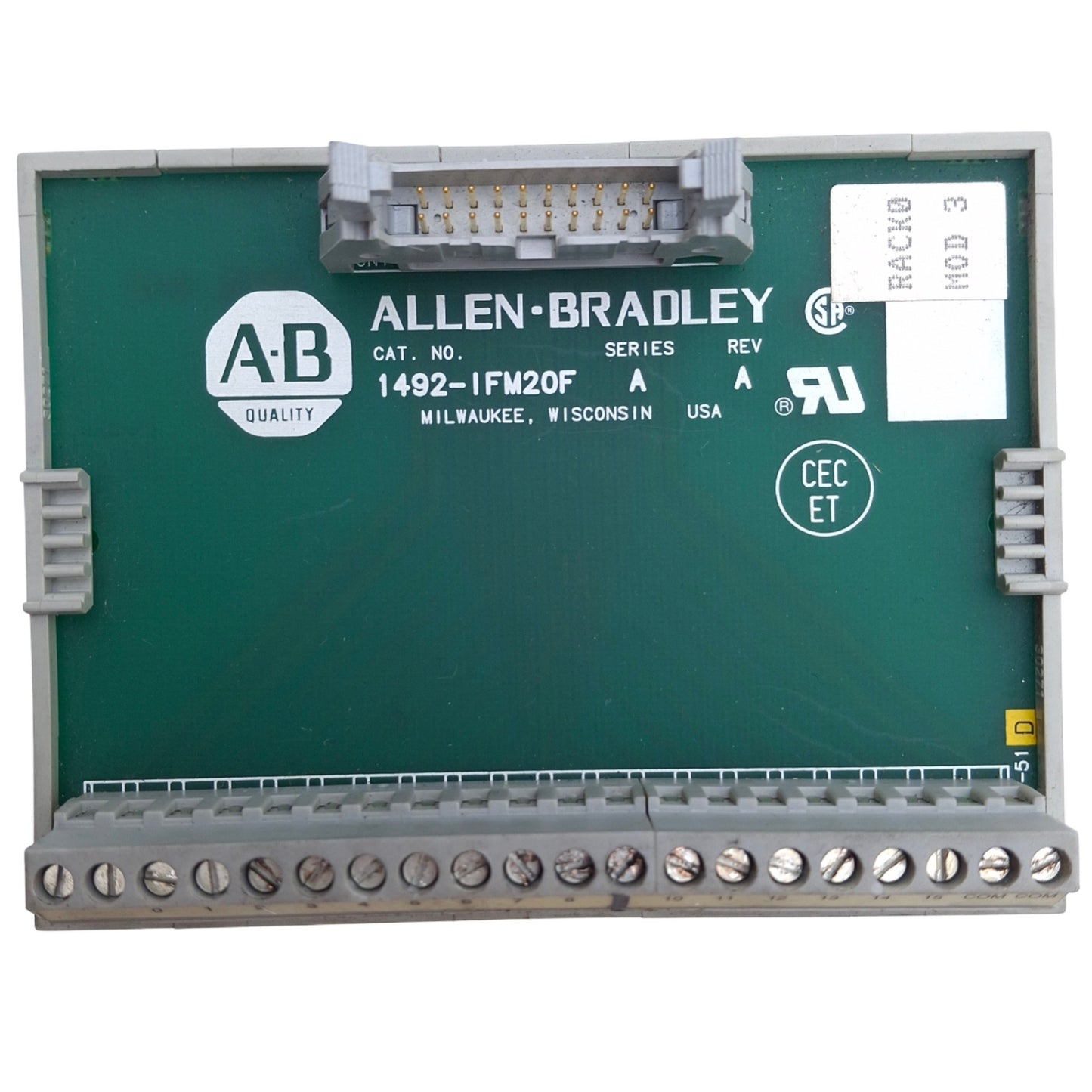 Used Allen Bradley 1492-IFM20F Terminal Block, 20-Pin to Screw Terminals, DIN Rail