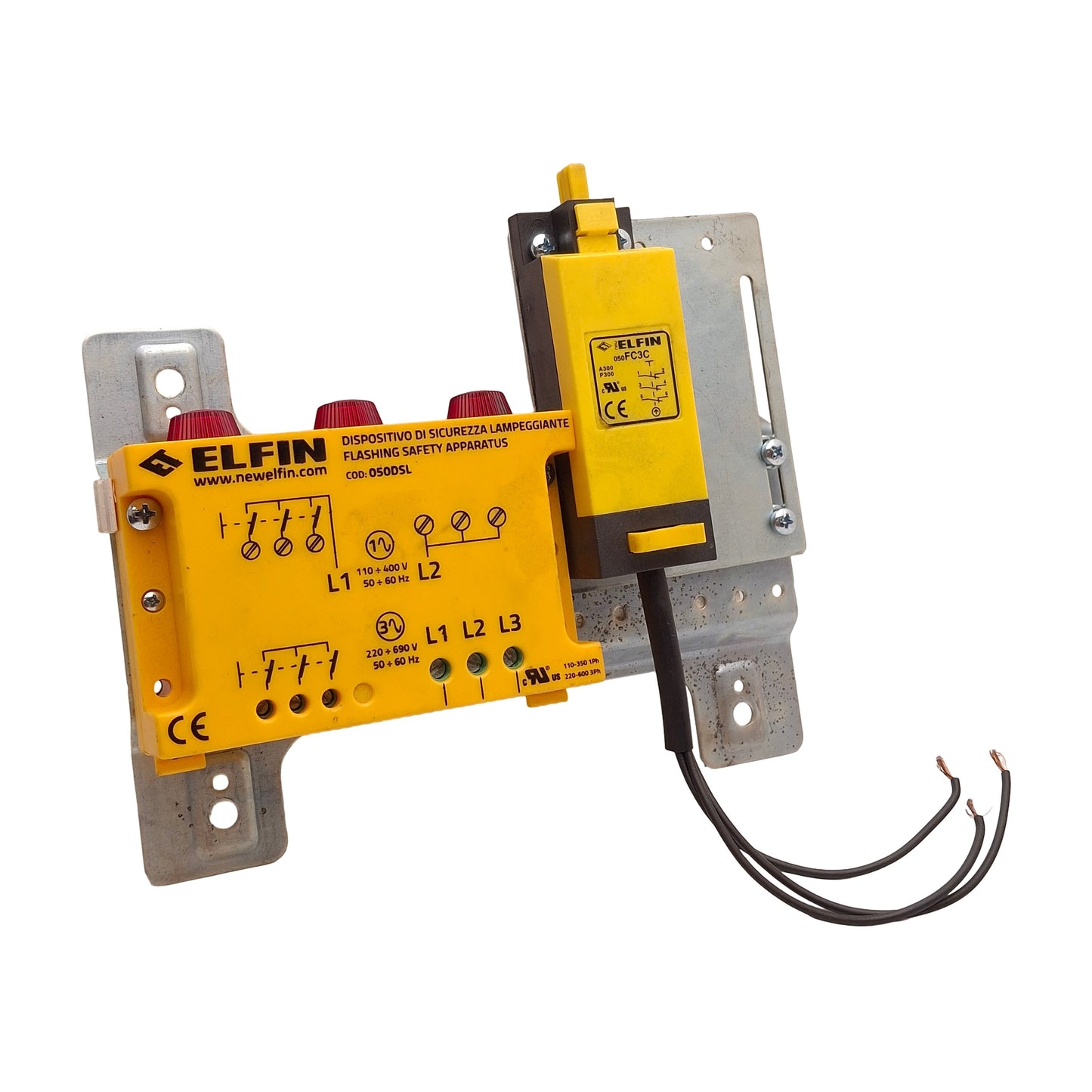 Used Elfin 050ASL Safety Device w/ Limit Switch, 3-Pole 3N.C, 220-600VAC 10mA