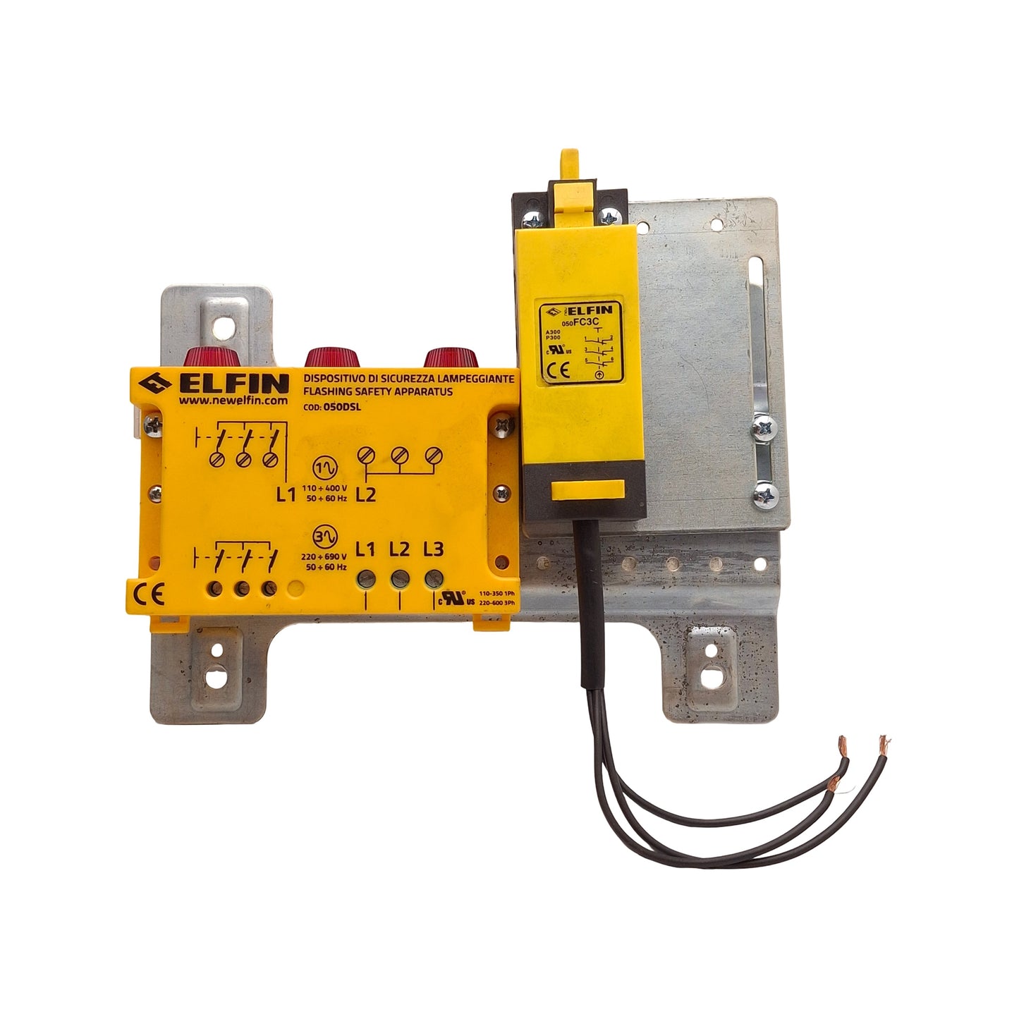 Used Elfin 050ASL Safety Device w/ Limit Switch, 3-Pole 3N.C, 220-600VAC 10mA