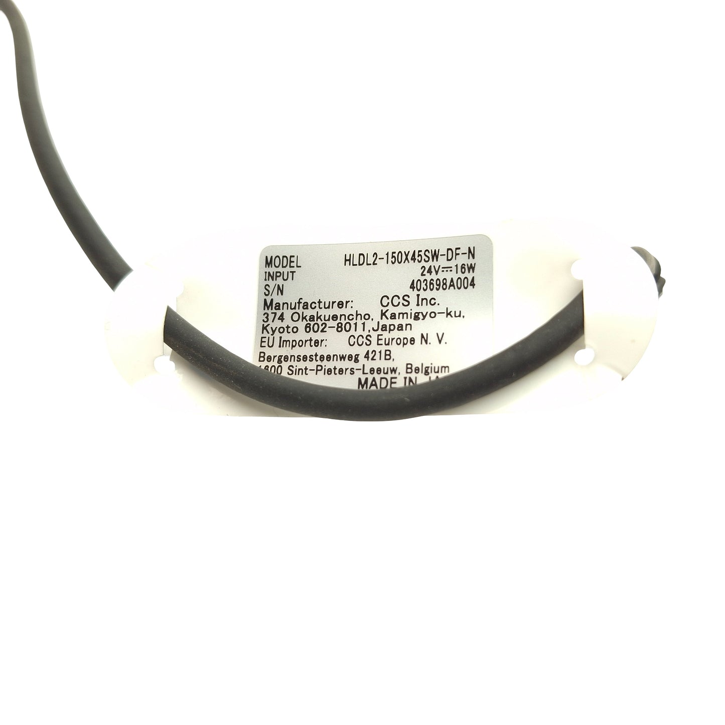 Used CCS HLDL2-150X45SW-DF-N Machine Floodlight, 24VDC, White LED, 150mm x 45mm