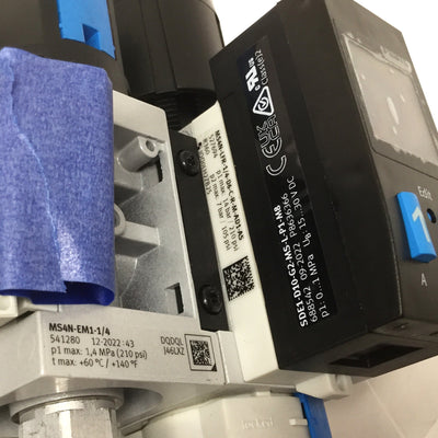 New – Open box Festo MS4N-LFR Air Prep Filter/Regulator w/Pressure Switch & Shut-Off, 1/4" NPT