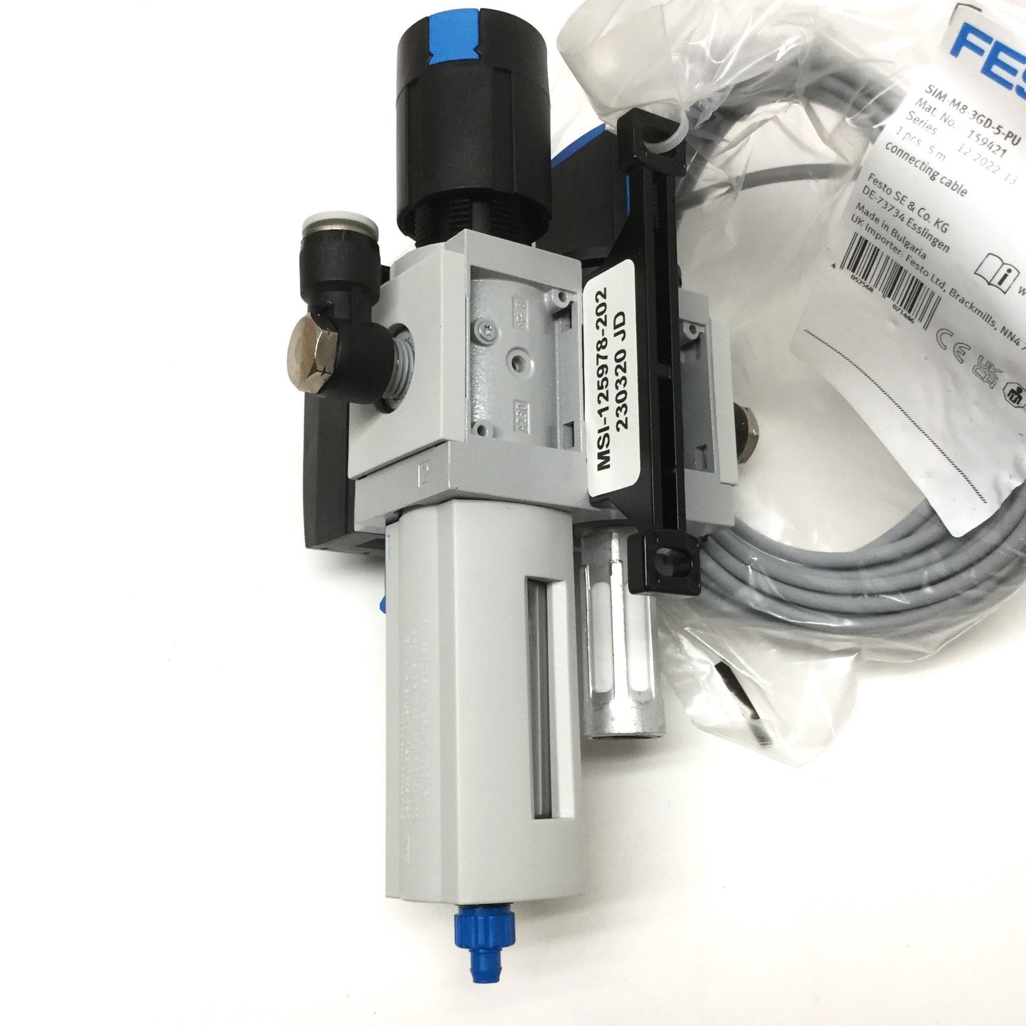 New – Open box Festo MS4N-LFR Air Prep Filter/Regulator w/Pressure Switch & Shut-Off, 1/4" NPT