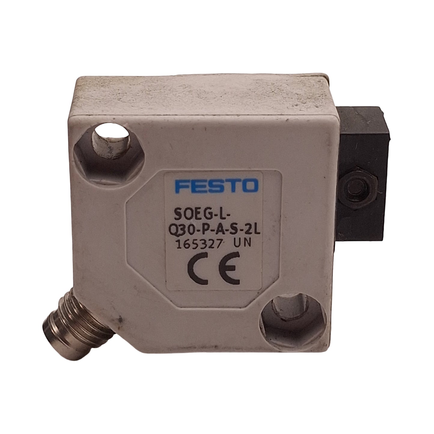 Used Festo 165327 Fiber-Optic Photoelectric Sensor, PNP, 0-120mm, 10-30VDC, 4-Pin M8