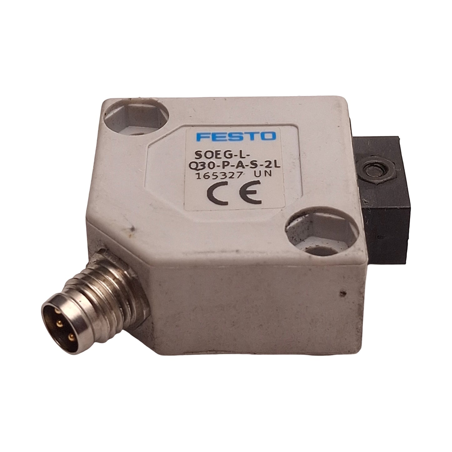 Used Festo 165327 Fiber-Optic Photoelectric Sensor, PNP, 0-120mm, 10-30VDC, 4-Pin M8