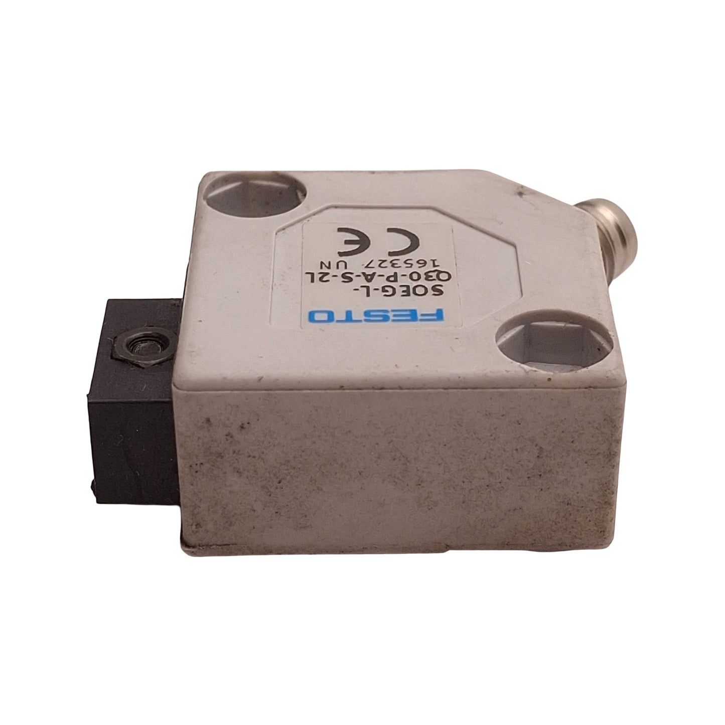 Used Festo 165327 Fiber-Optic Photoelectric Sensor, PNP, 0-120mm, 10-30VDC, 4-Pin M8
