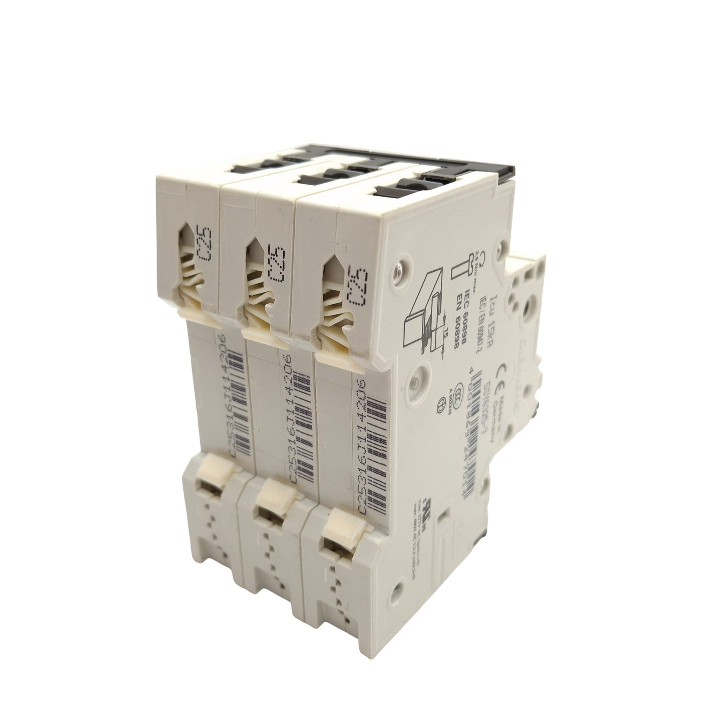 Used Siemens 5SY6325-7 Miniature Circuit Breaker, 3-Pole, 25A 400VAC, C Curve