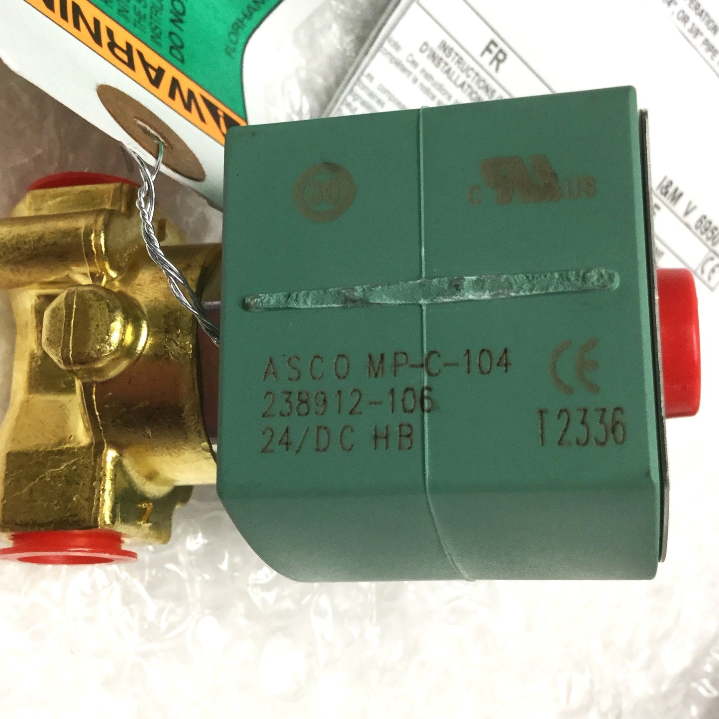 New ASCO SV8262H109NV Red-Hat Brass Solenoid Valve, Oxygen 610psi, 1/4" NPT 24VDC