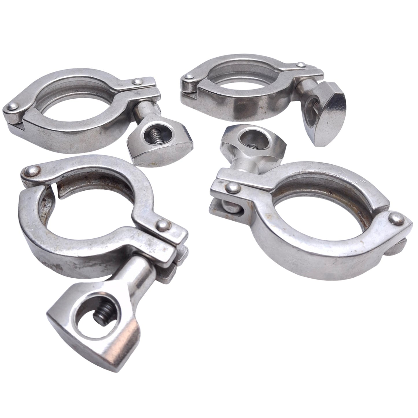 Used Lot of 4 Stainless Steel Tri-Clamp Sanitary Fitting, Size: 1-1/2in