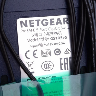 New Netgear GS105v5 ProSAFE Gigabit Switch, 5-Port RJ45 Ethernet, 12VDC 0.5A