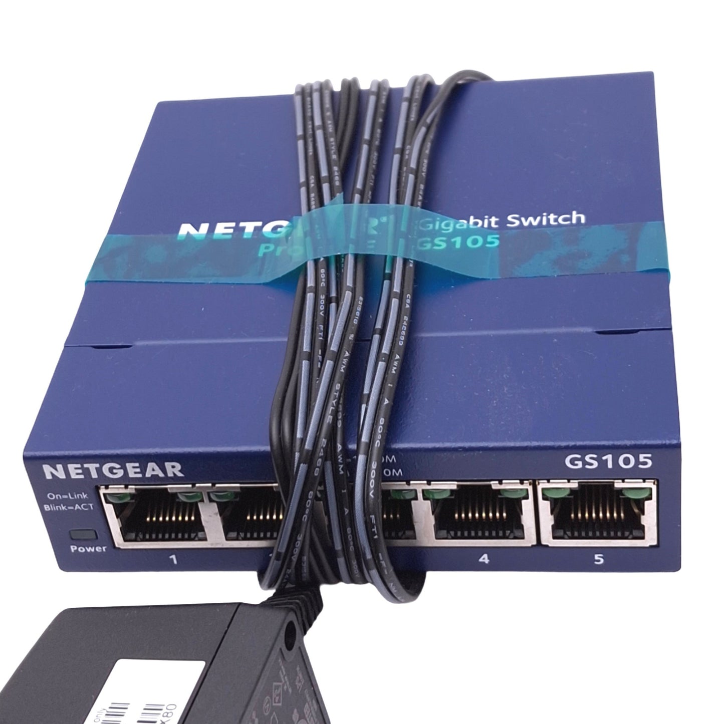 New Netgear GS105v5 ProSAFE Gigabit Switch, 5-Port RJ45 Ethernet, 12VDC 0.5A