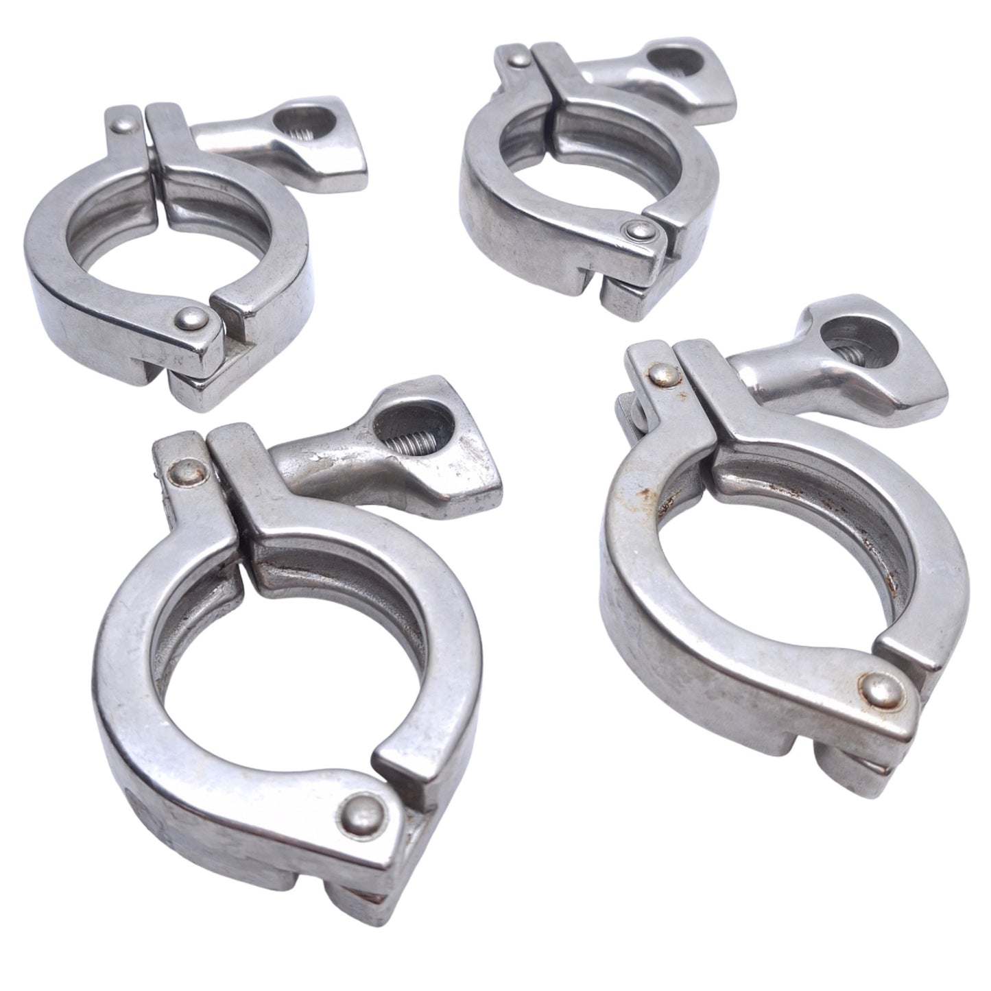 Used Lot of 4 3A Stainless Steel Tri-Clamp Sanitary Fitting, Size: 1-1/2in