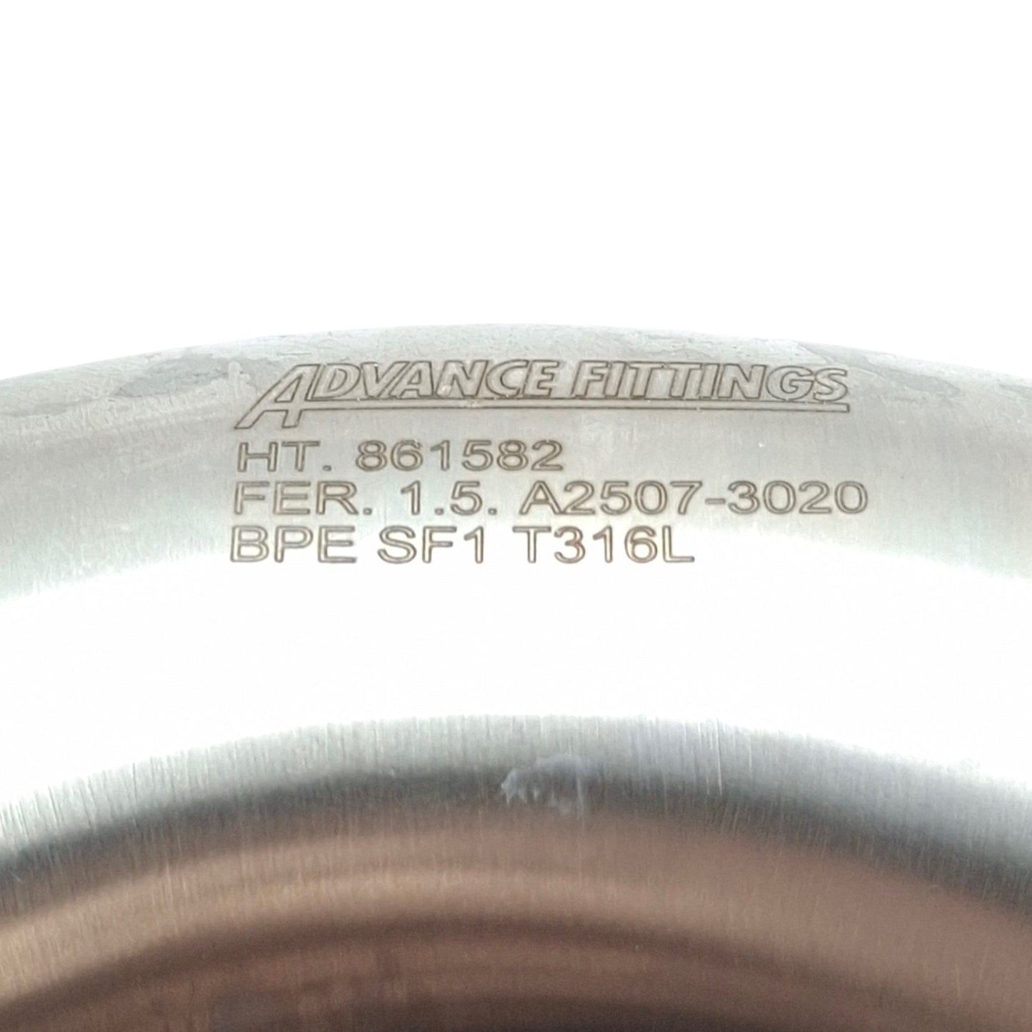 Used Advanced Fittings A2CMP-1.5-PL-316L Sanitary Elbow, 1-1/2in Triclamp, 316LSS SF1