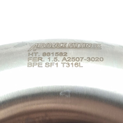 Used Advanced Fittings A2CMP-1.5-PL-316L Sanitary Elbow, 1-1/2in Triclamp, 316LSS SF1