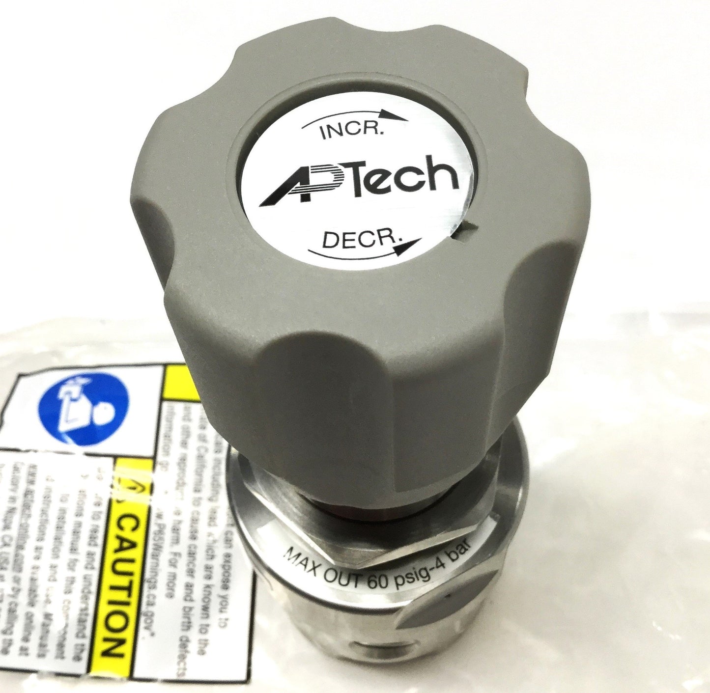 New – Open box APTech AK1030S 4PL 4 4 0 0 P Pressure Regulator 3500psi In, 60psi Out, SS 316L