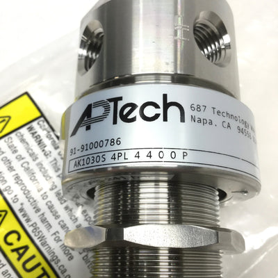 New – Open box APTech AK1030S 4PL 4 4 0 0 P Pressure Regulator 3500psi In, 60psi Out, SS 316L