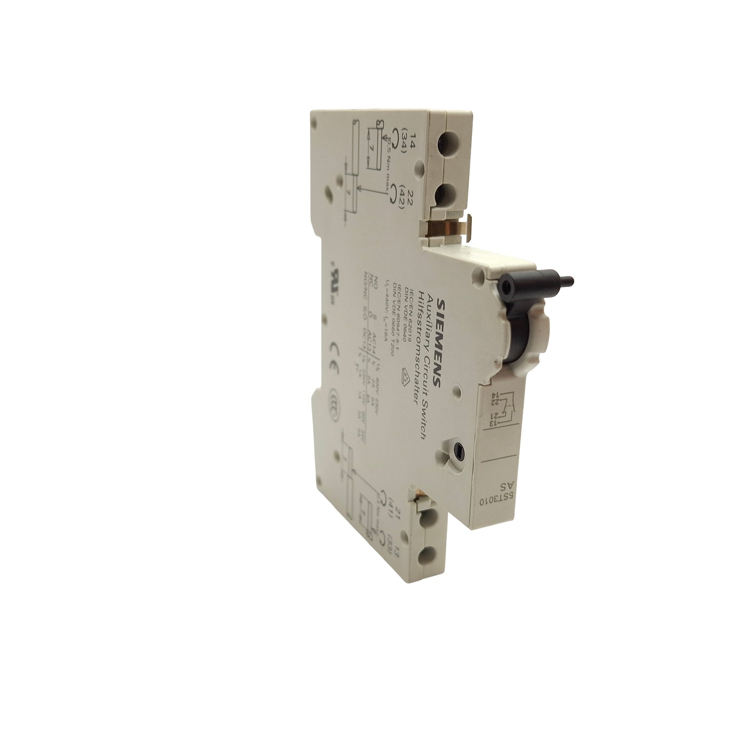 Used Siemens 5ST3010 Auxiliary Switch 1NO-1NC, DIN Rail Mount, 16A 400V Max