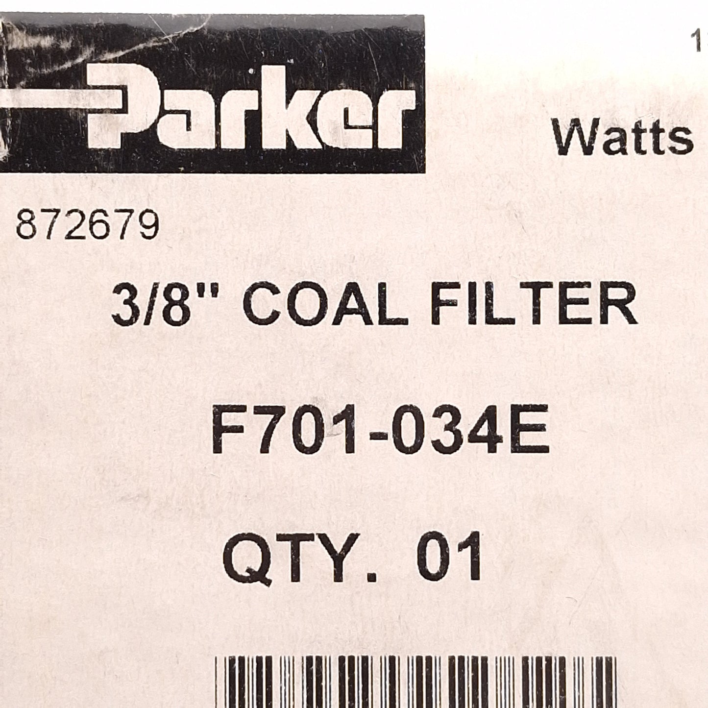 New Parker F701-034E Pneumatic Coalescing Filter, 0.1µm, 250PSI, 48SCFM, 3/8in NPT
