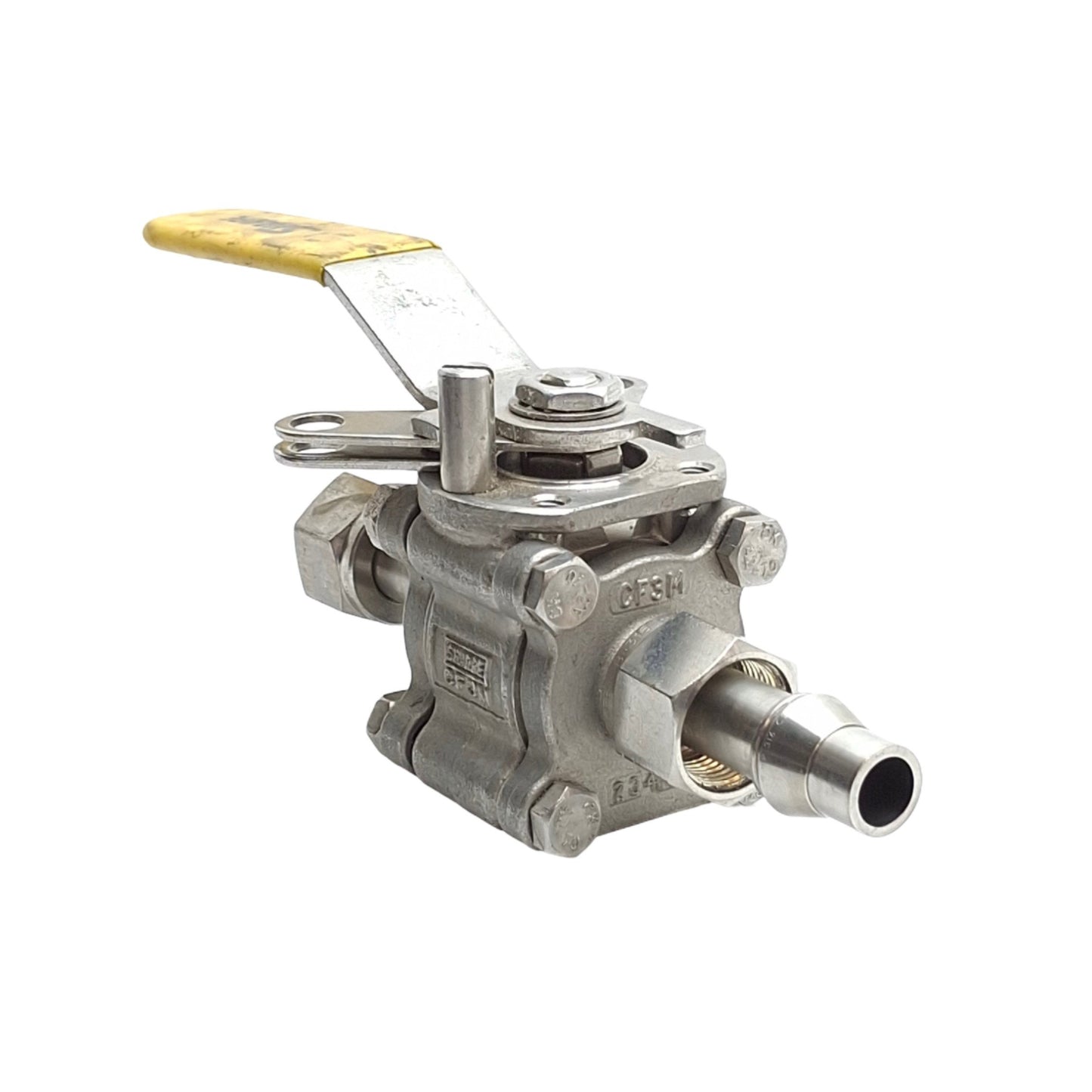 Used Sharpe 1/26666MMBTE Three Piece High Purity Ball Valve, 1/2in Parker Tube