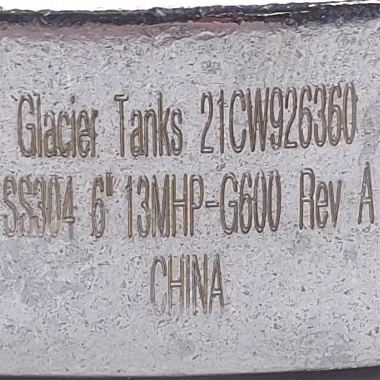 Used Glacier Tanks 13MHP-G600 Stainless Steel High Pressure Tri-Clamp 6in