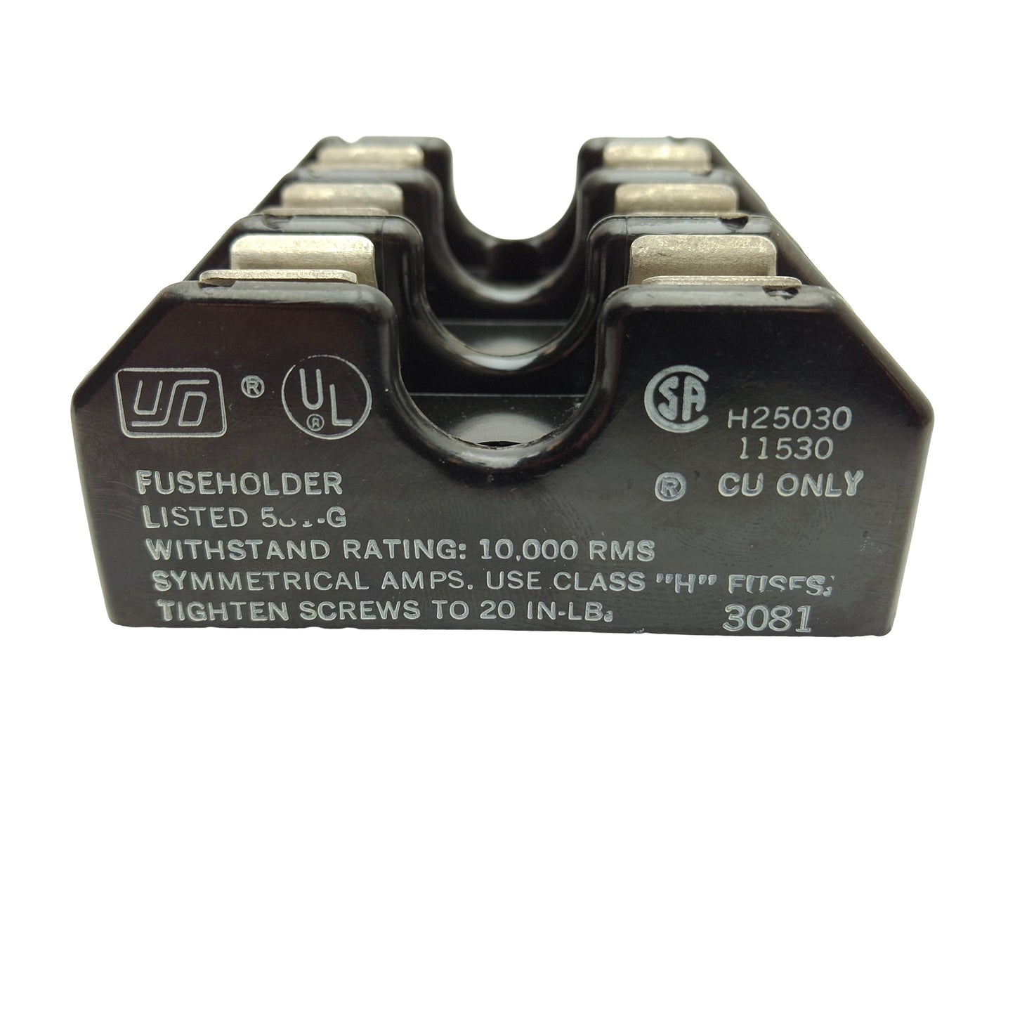 Used Lot of 2 USO H25030 Fuse Holder, 3 Pole, 30AMP, 250VAC, Class H Fuses
