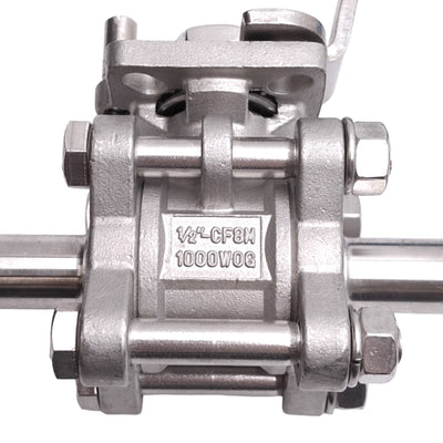 Used Bradford Dixon 1/2"-CF8M 1000WOG SS Ball Valve, 1/2in Tri-Clamp, 1000psi Max