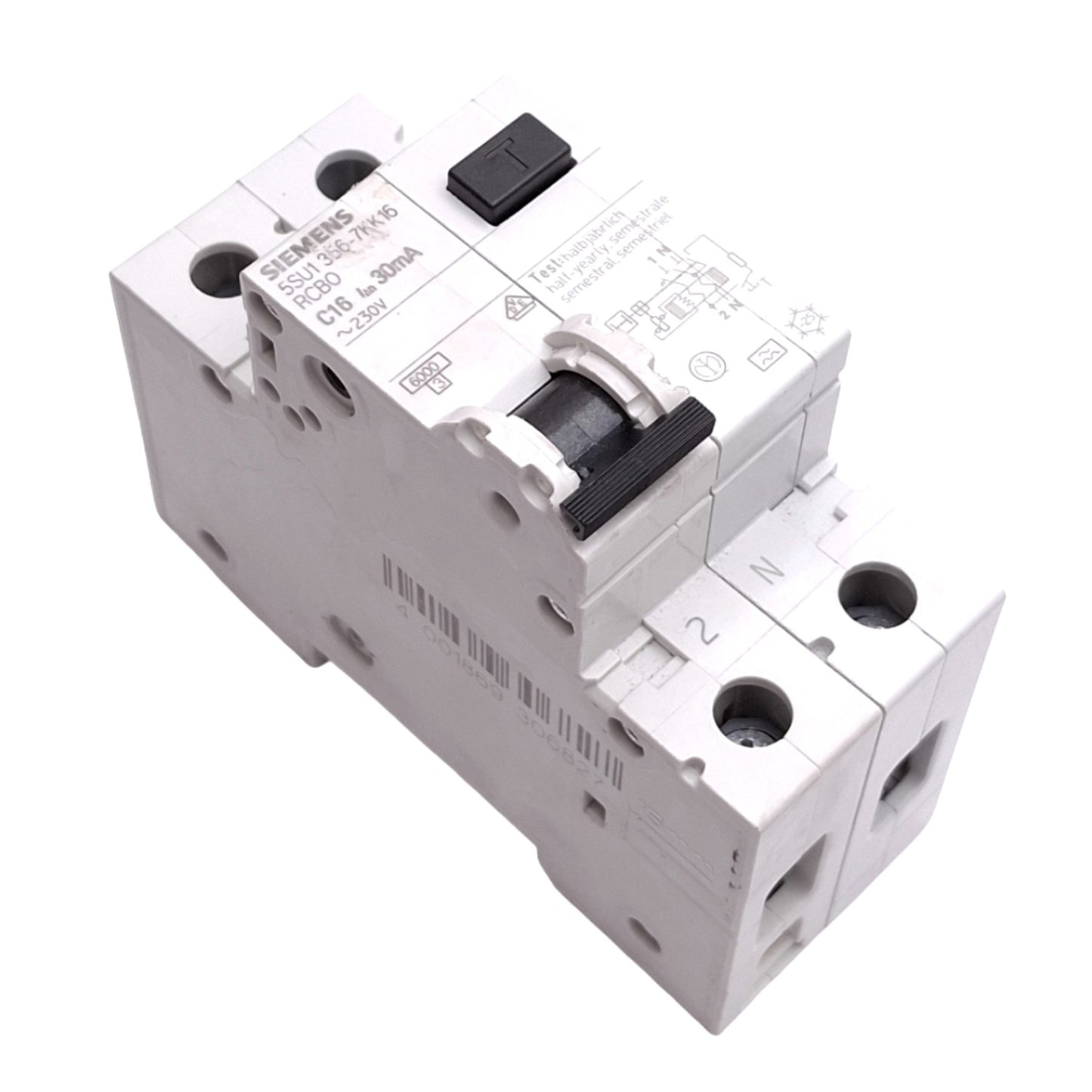 Used Siemens 5SU1356-7KK16 Residual Circuit Breaker, 1+N Pole, 16A, 230VAC Max