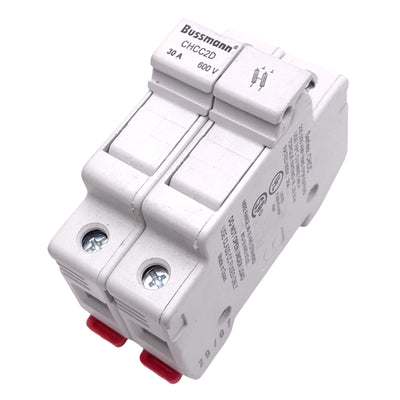 Used Eaton Bussmann CHCC2D Midget Fuse Holder, 2-Pole, Class CC, 600V 30A Max