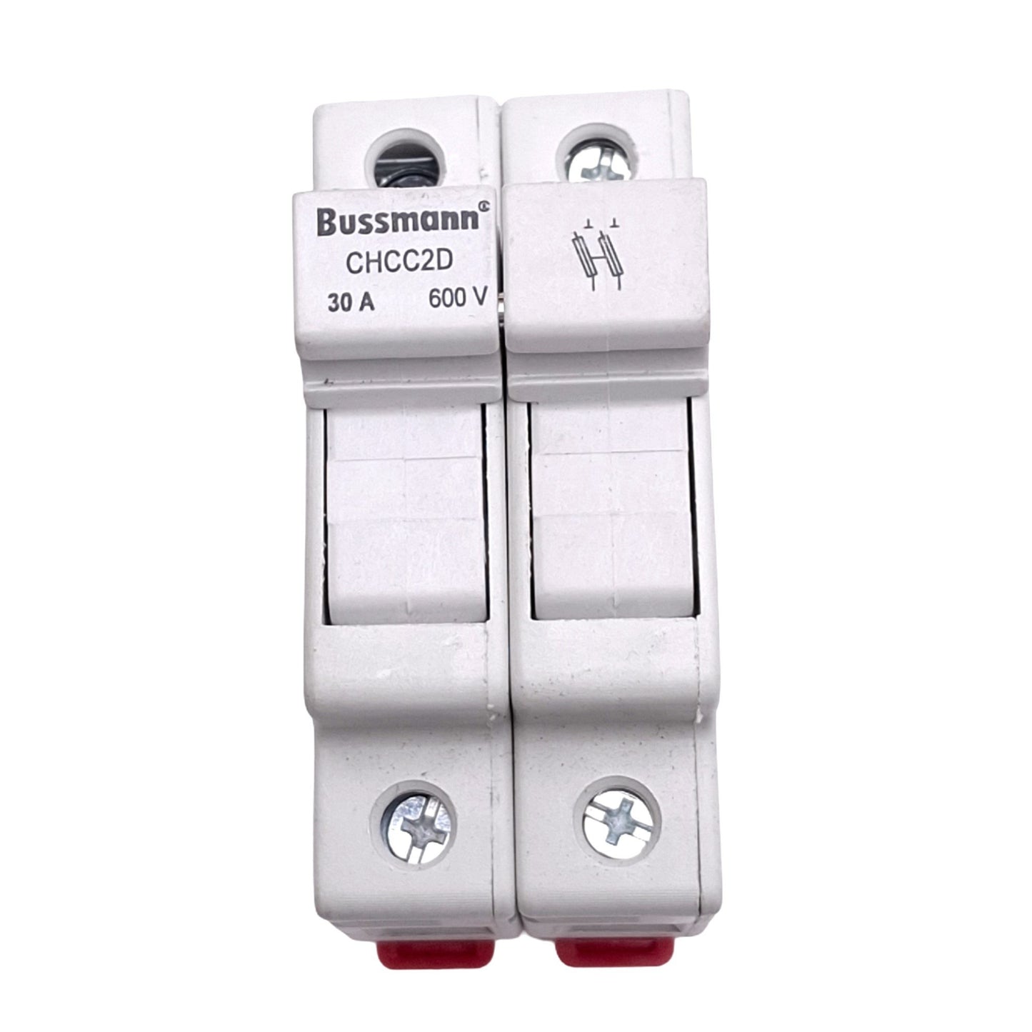 Used Eaton Bussmann CHCC2D Midget Fuse Holder, 2-Pole, Class CC, 600V 30A Max