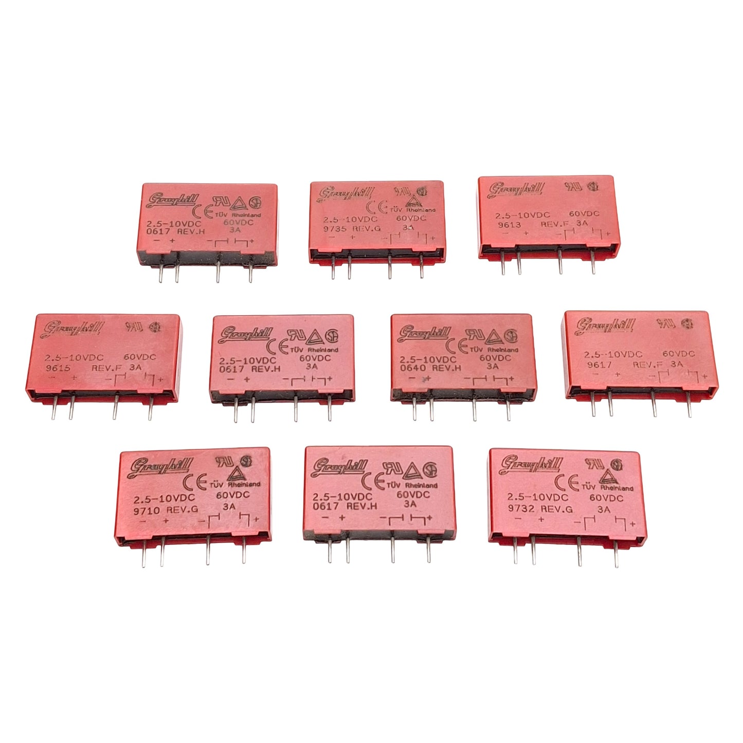 Used Lot of 10 Grayhill 70M-ODC5 DC Output Relay Module, 2.5-10VDC IN, 60VDC 3A OUT
