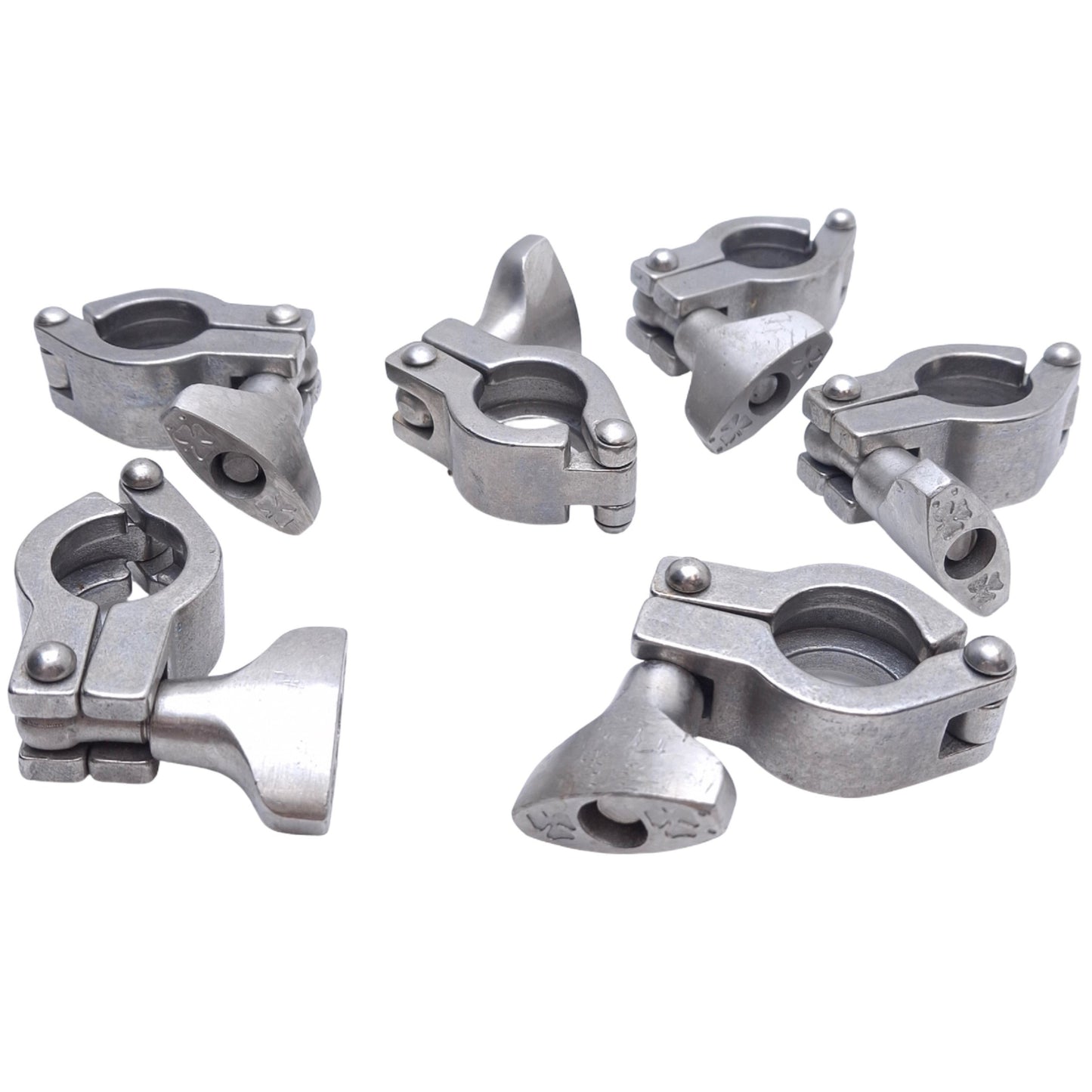 Used Lot of 6 Tri-Clover Stainless Steel Tri-Clamp Sanitary Fitting Size: 3/4"