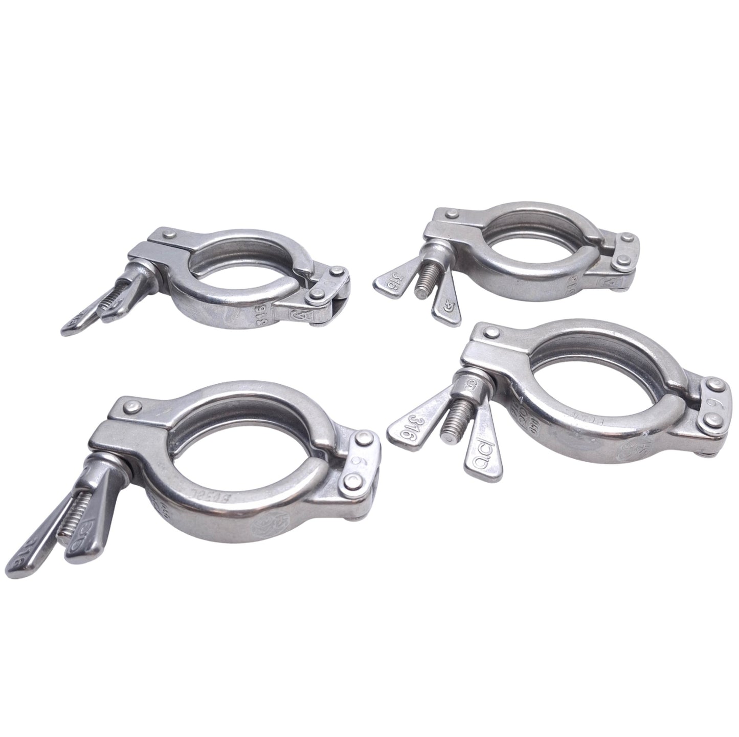 Used Lot of 4 AclHygienic Stainless Steel Hinged Tri-Clamp Sanitary Fitting 1-1/2in