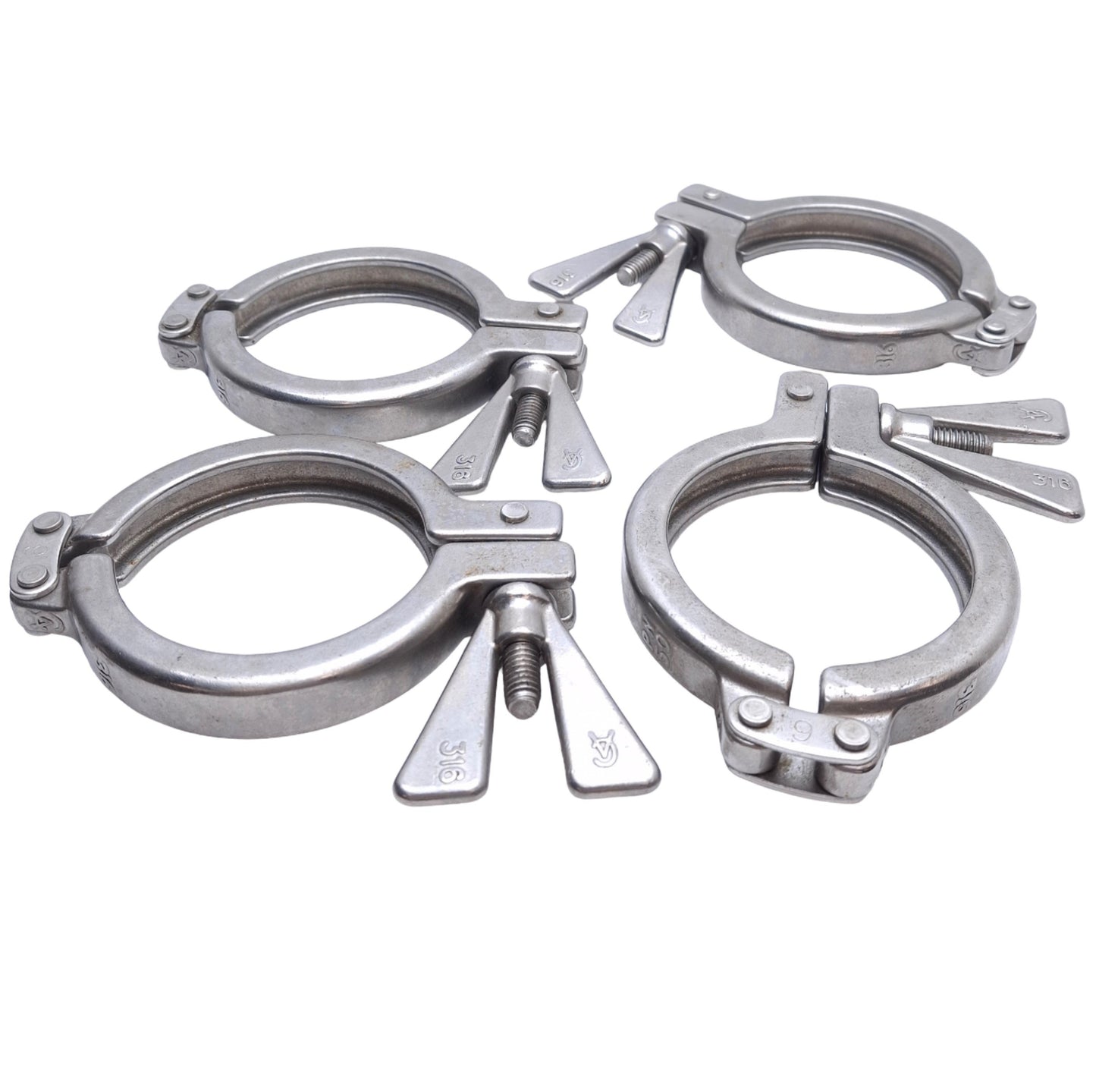 Used Lot of 4 AclHygienic Stainless Steel Hinged Tri-Clamp Sanitary Fitting 2-1/2in