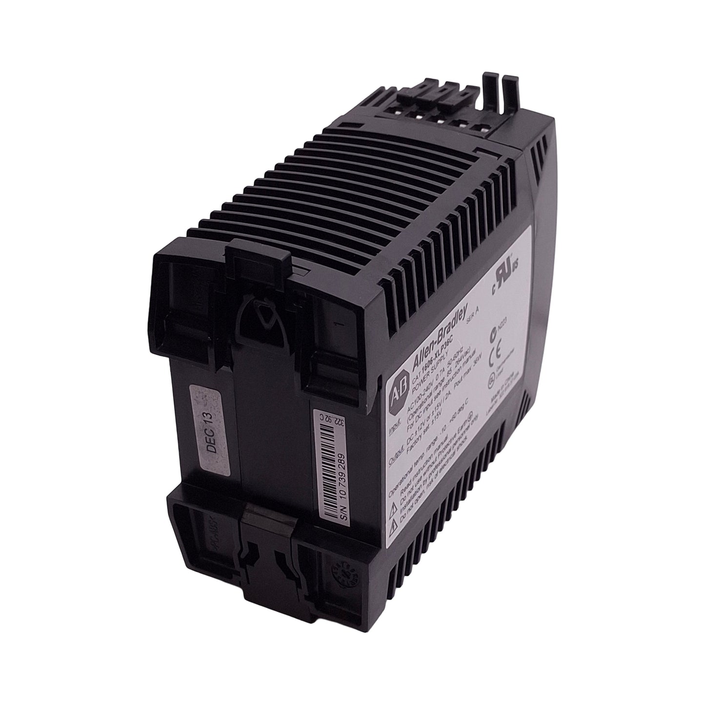 Used Allen Bradley 1606-XLP36C Power Supply, 100-240VAC In, 12/15VDC 2A Out, DIN Rail