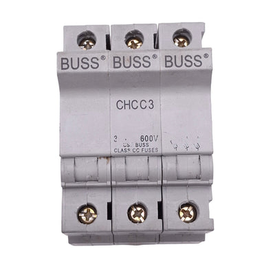Used Eaton Bussmann CHCC3 Fuse Holder Block, 3-Pole, Class CC, 30A 600VAC/DC Max
