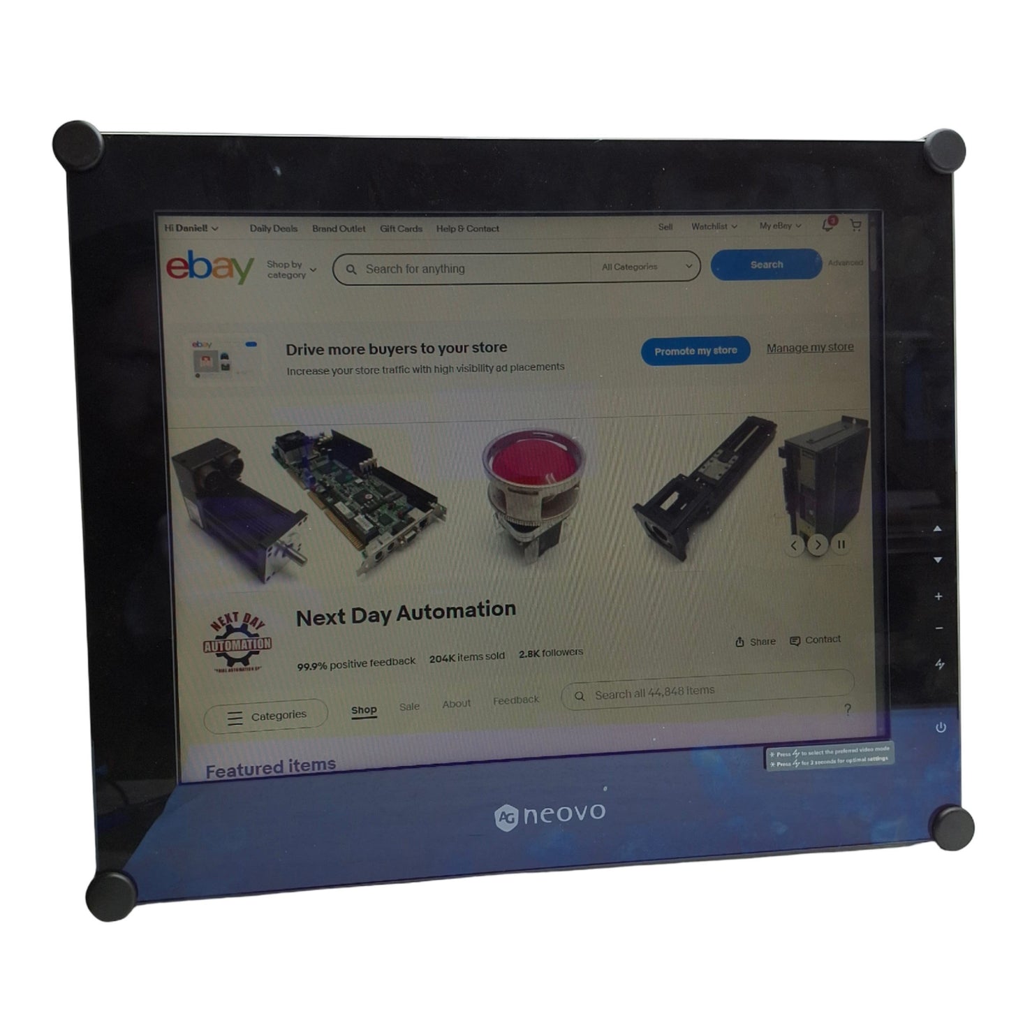 Used Neovo P1X15HV0E11-A3 LCD Monitor 12VDC, DVI-D/VGA/S-Video & RCA-Yellow, 15inch