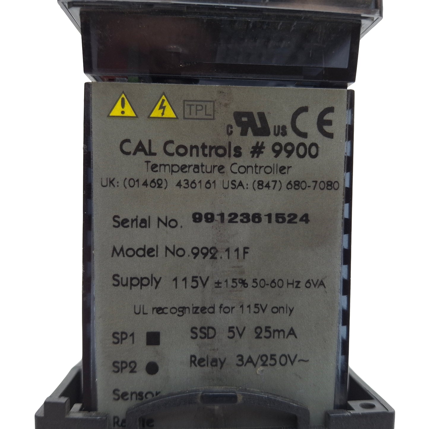 Used CAL Controls # 9900 992.11F Temperature Controller, 3A/250VAC Relay, 115VAC