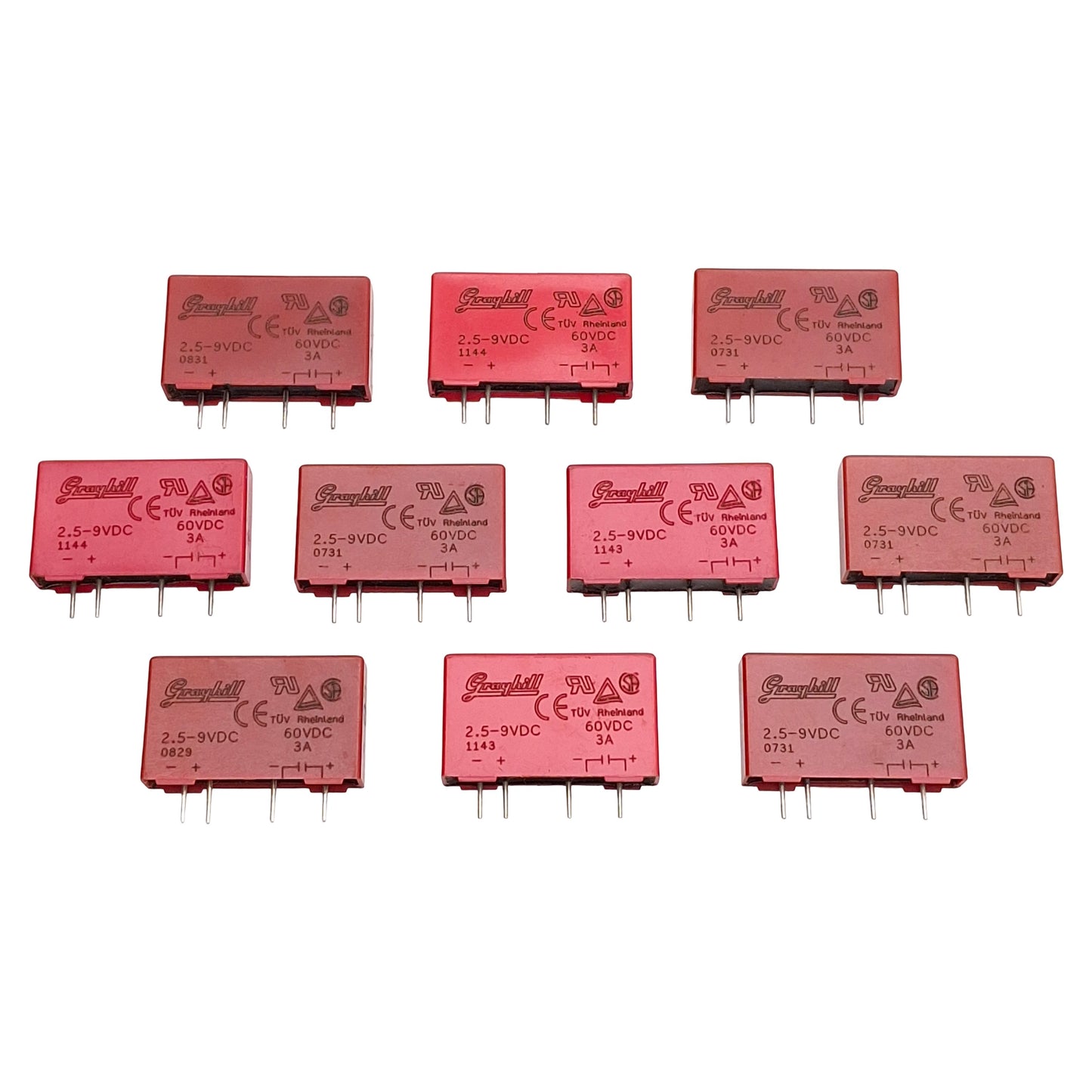 Used Lot of 10 Grayhill 70M-ODC5B DC Output Relay Module, 2.5-9VDC IN, 60VDC 3A OUT