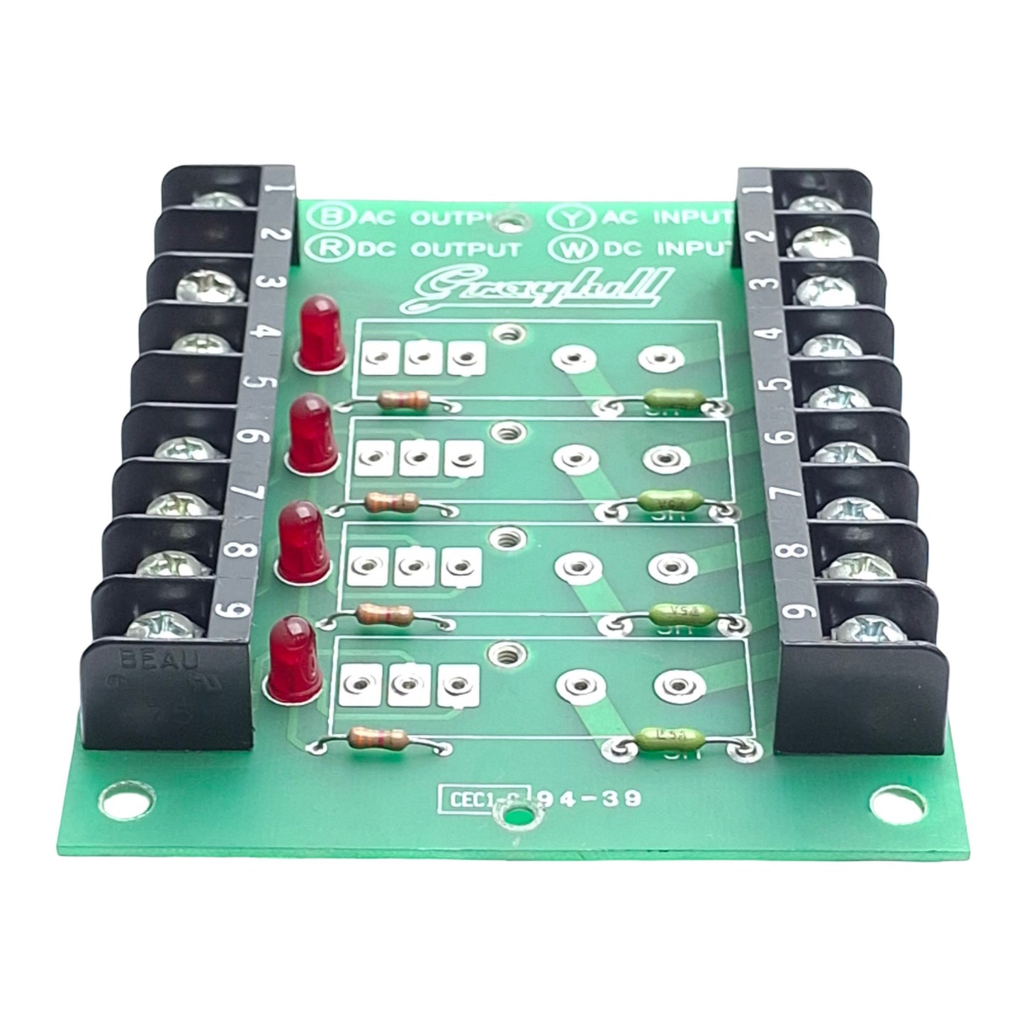 Used Grayhill 70AD3346 PLC / Relay Addon Board, 4-Relay Positions, Screw Terminals
