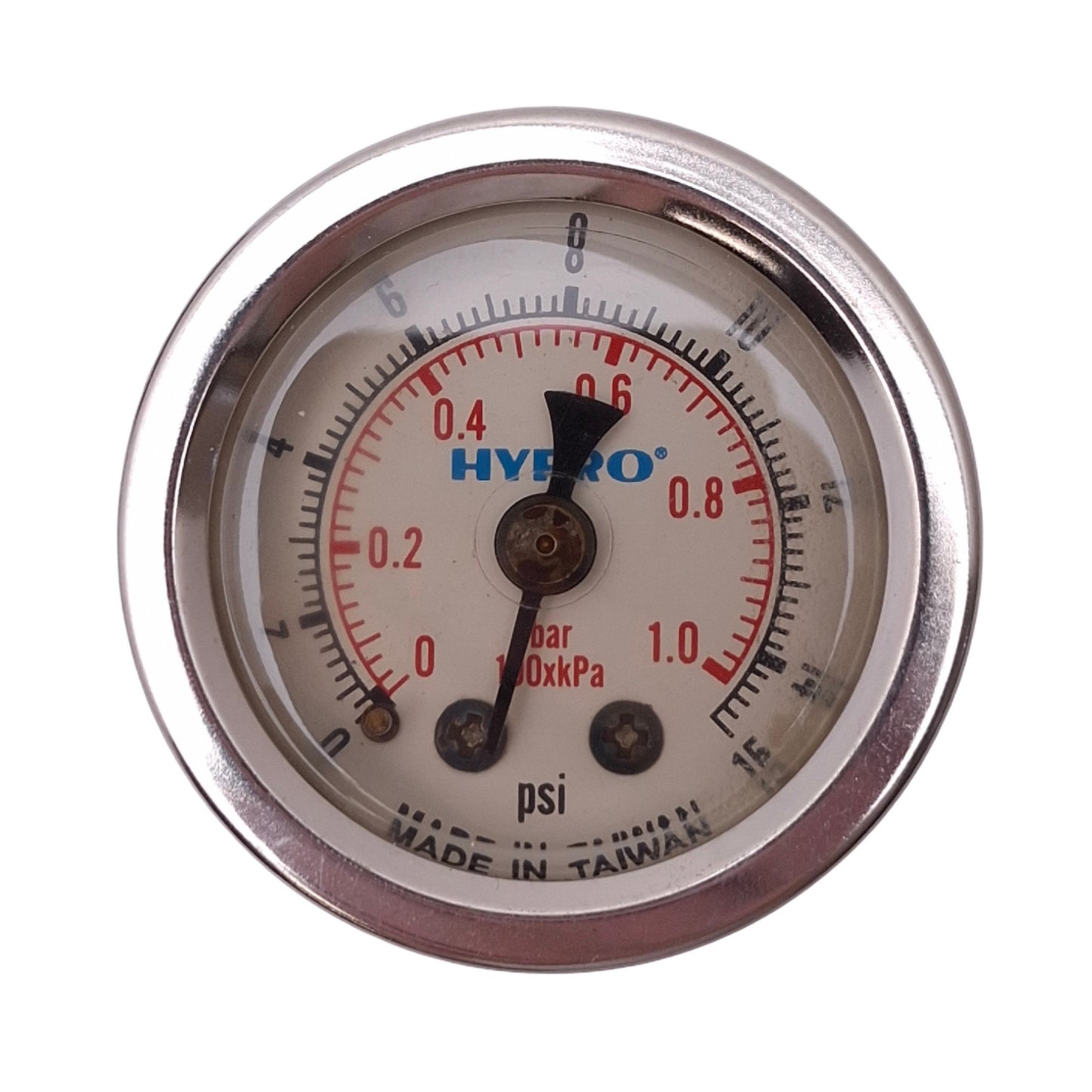 Used HYPRO 1540FG01B100 Pneumatic Gauge, 0-15psi, 0-1.0bar, 1-1/2in Face, 1/8in NPT
