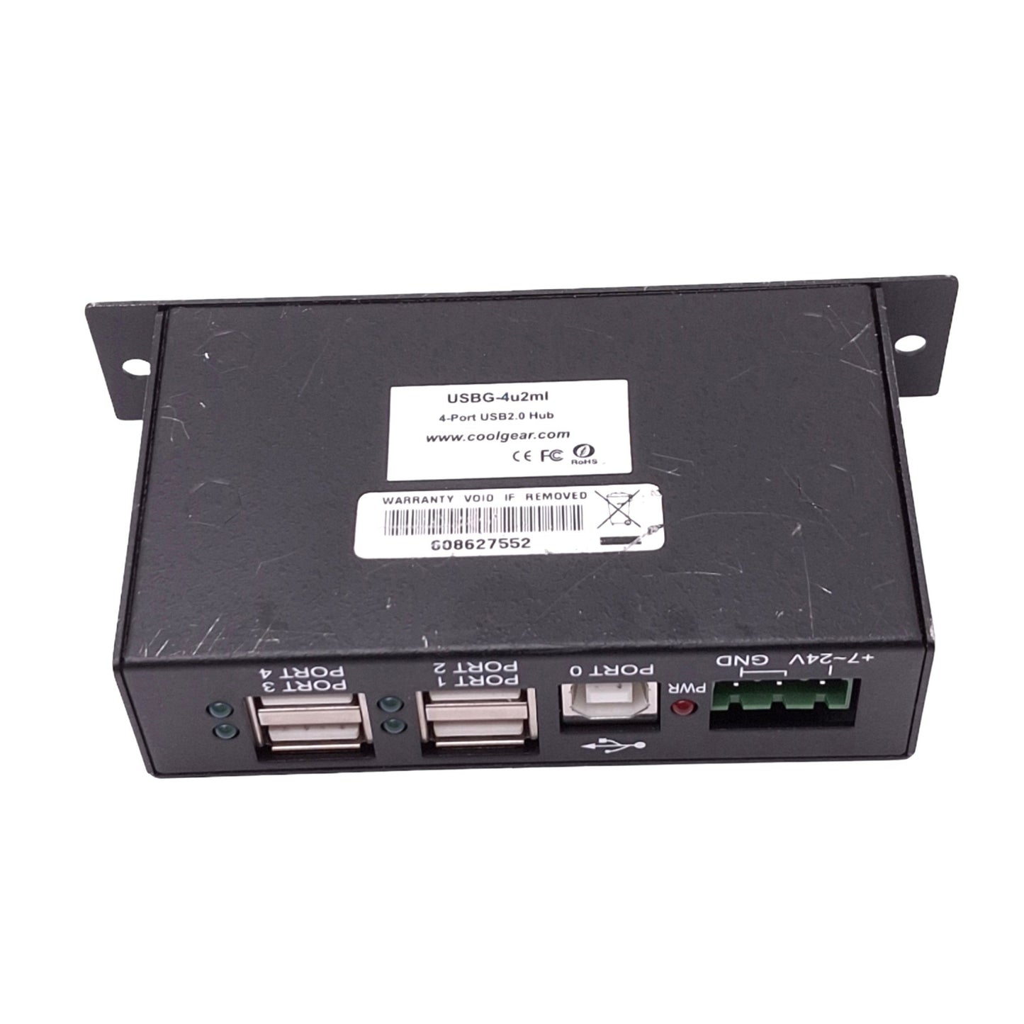 Used Coolgear USBG-4u2ml Powered USB Hub w/ Status LEDs, 4-Port USB, 7-24VDC