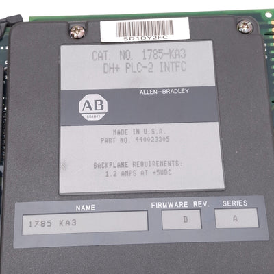 Used Allen Bradley 1785-KA3 Rev D PLC-2 Communication Adapter Module, 5VDC 1.2A