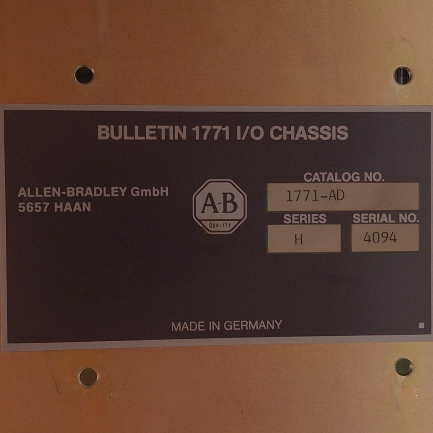 Used Allen Bradley 1771-AD I/O Chassis 16 Input/Output Slots, 1 Controller Slot