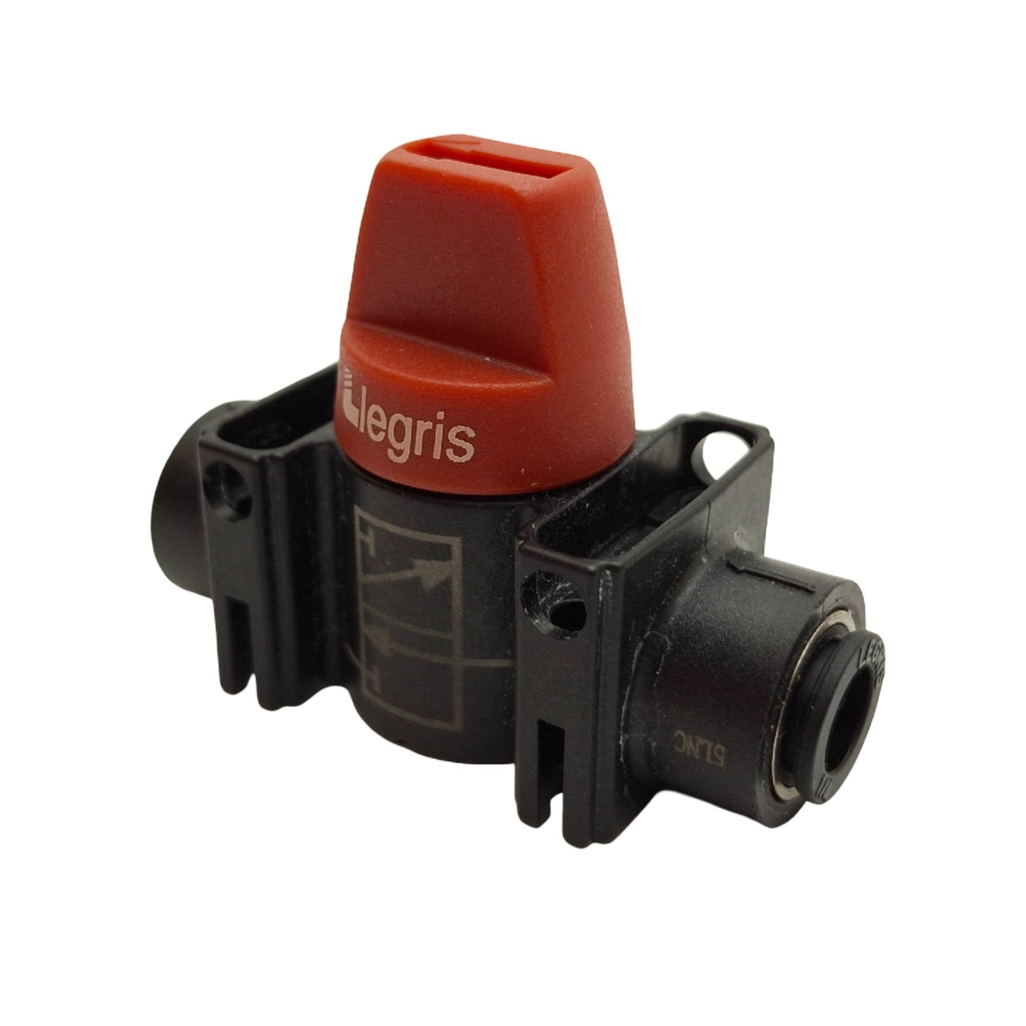 Used Lot of 2 Legris 79135600 Mini Ball Valve, 1/4 inch P2C Tube, 145 PSI, 3/2 Way