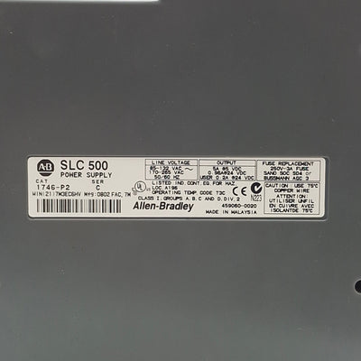 Used Allen Bradley 1746-P2 C SLC 500 Power Supply, In 85-265VAC Out 5VDC 5A *Cracks*