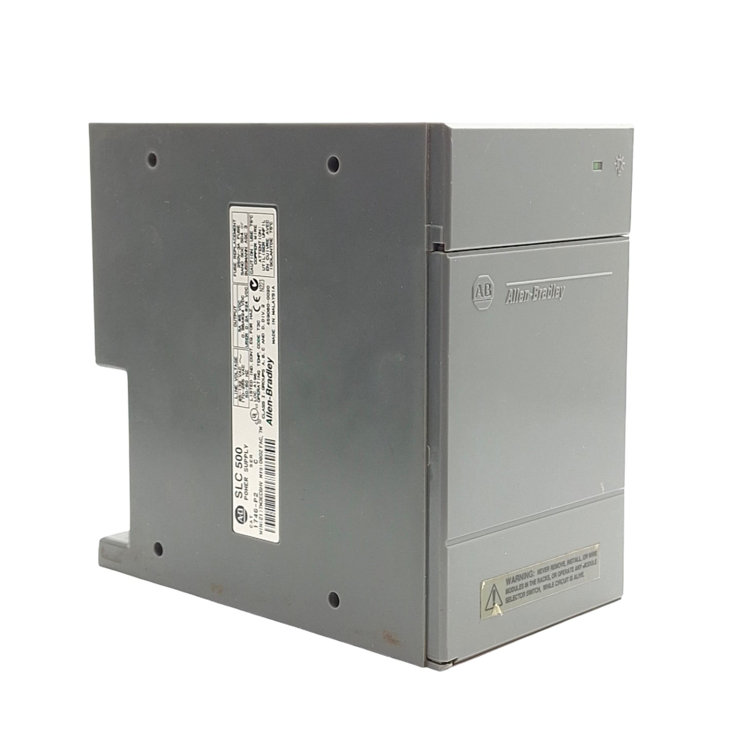 Used Allen Bradley 1746-P2 C SLC 500 Power Supply, In 85-265VAC Out 5VDC 5A *Cracks*