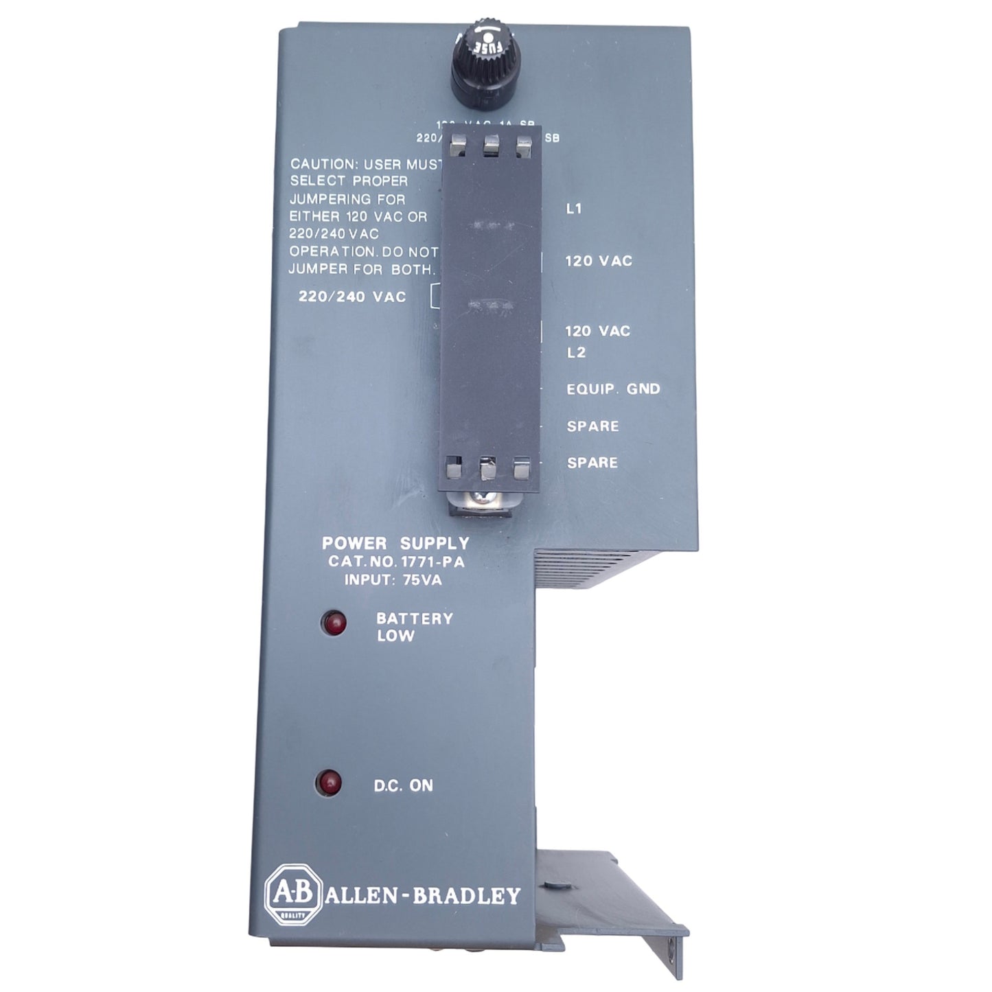 Used Allen Bradley 1771-PA Power Supply Module 75VAC Input, 120VAC 1A 220/240 0.5A