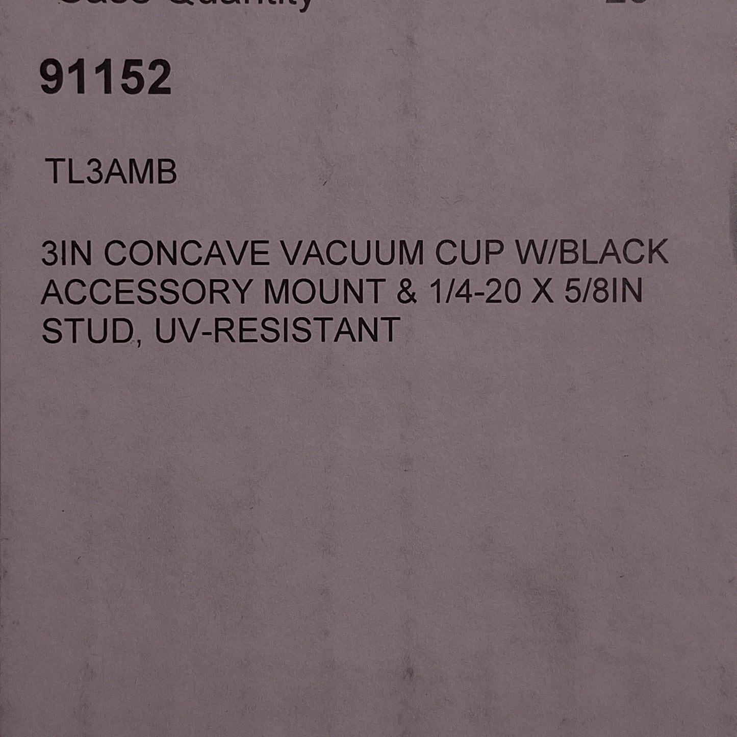 New Wood's Powr-Grip TL3AMB-91152 Mounting Cup, 3in Cup, 5/8in Long x 1/4-20in Stud