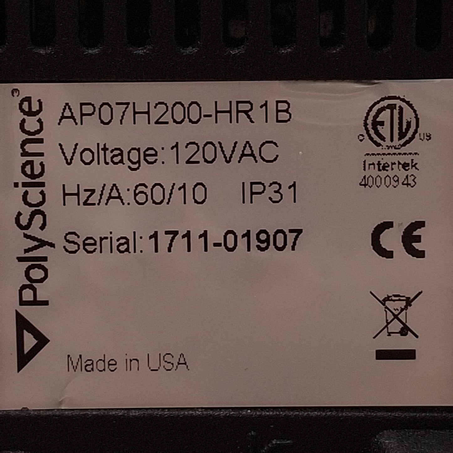 Used PolyScience AP07H200-HR1B Heated Circulating Bath 7-Liter, 200°C, 1/4NPT, 120VAC