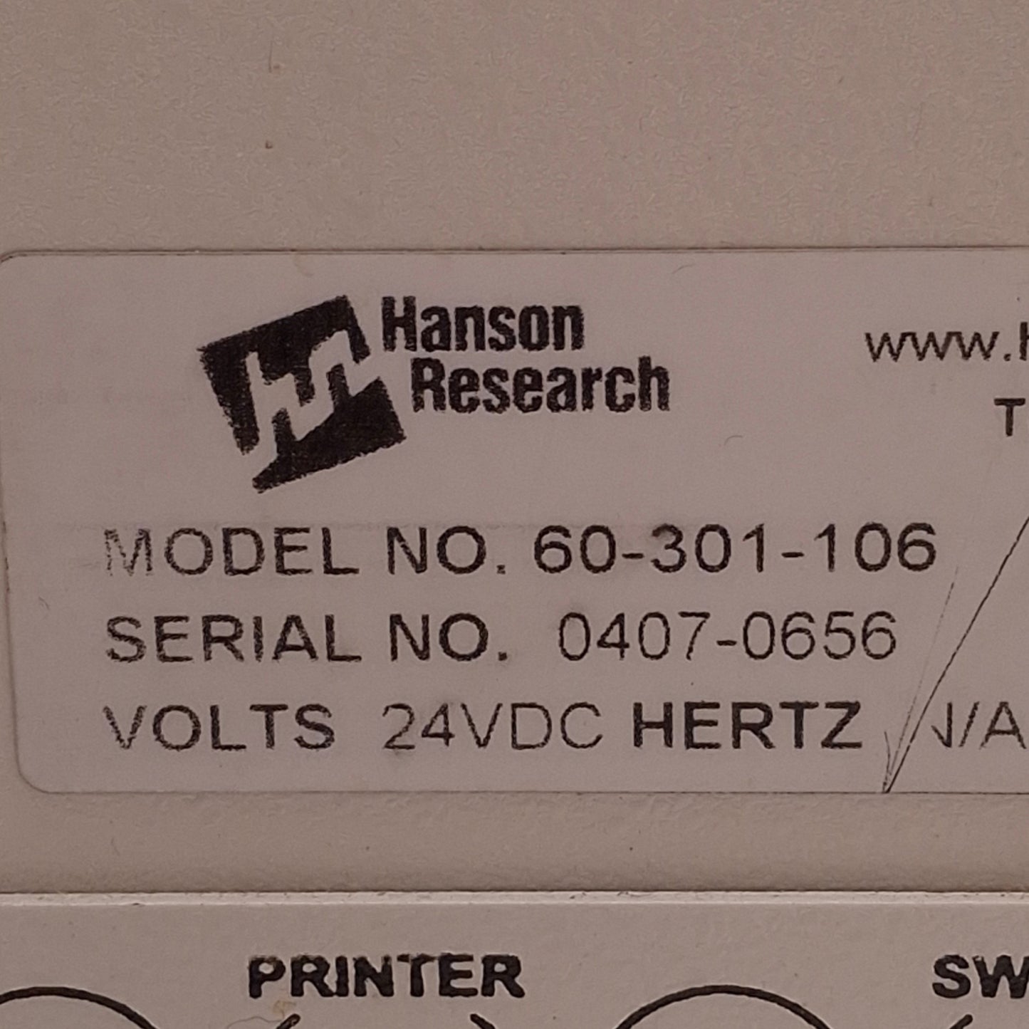 Used Hanson Research 60-301-106 Microette Plus Autosampler 24VDC Input Voltage