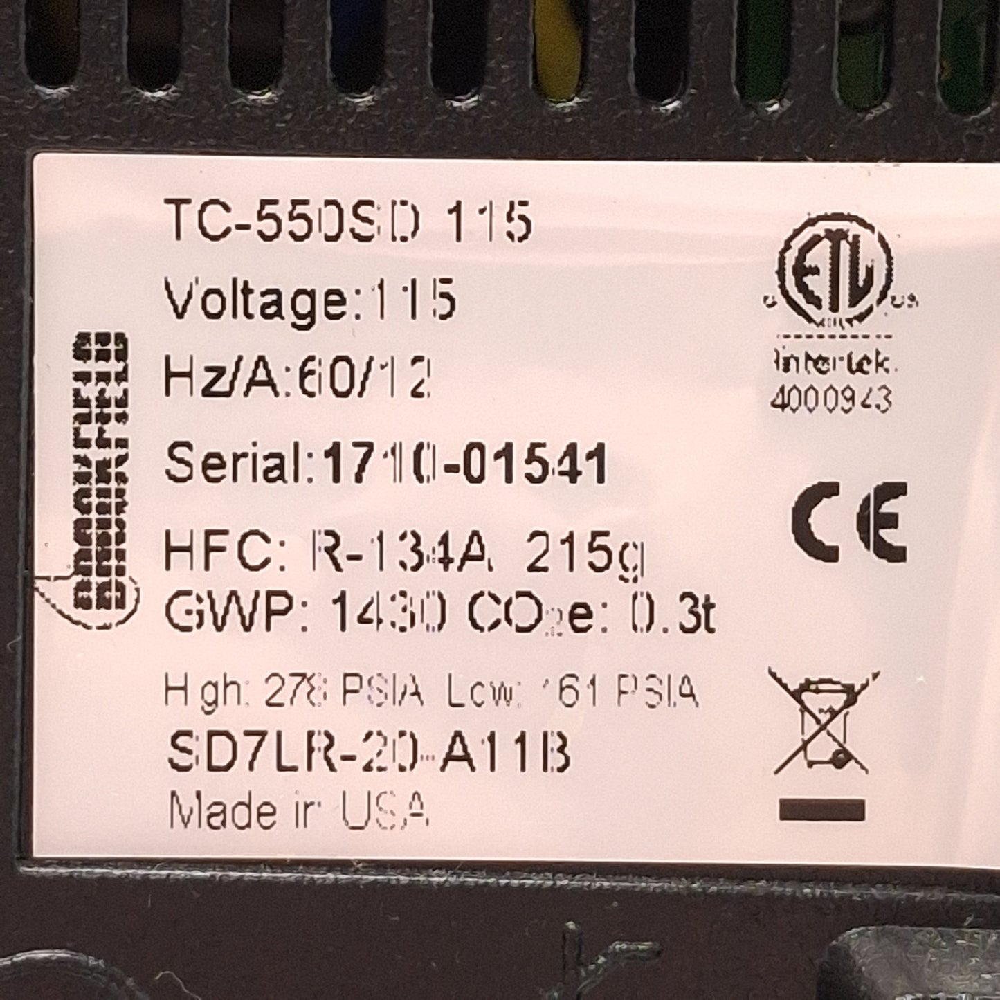 Used Brookfield TC-550SD-115 Heated/Chilled Circulating Bath, 7L, -20°C~170°C, 115VAC
